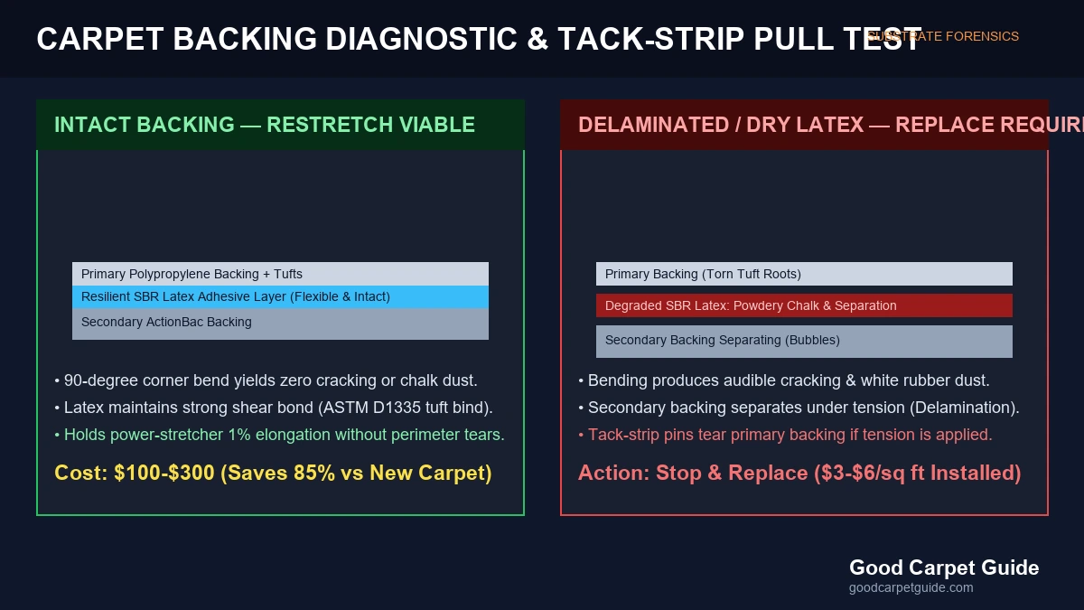 Carpet Backing Diagnostic and Tack-Strip Pull Test Inspection