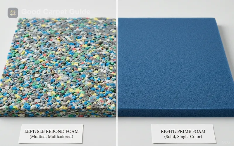 Side-by-side texture comparison of rebond pad versus prime foam pad