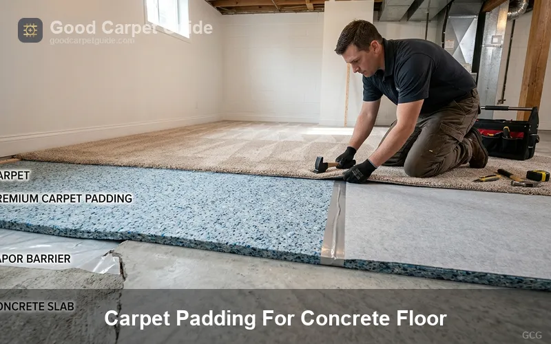 Carpet padding for concrete floor: types, costs, install