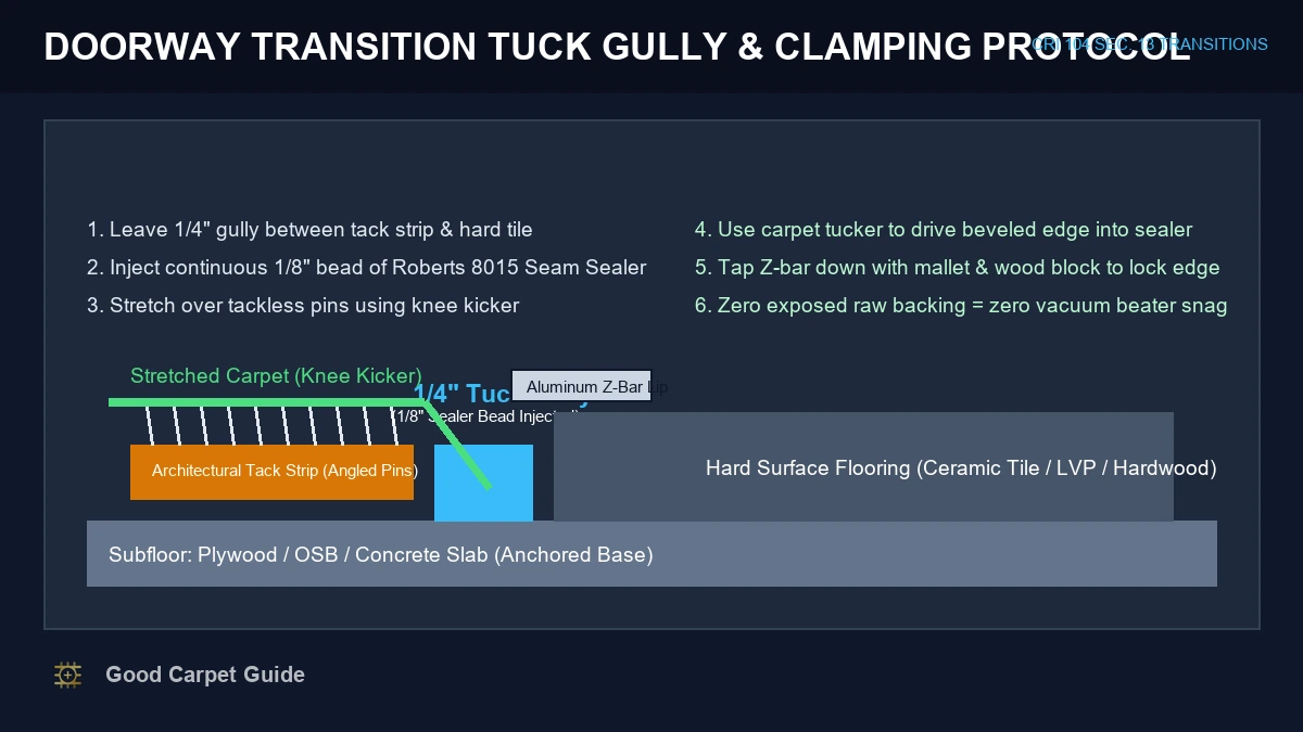 Doorway Transition Tuck Gully and Sealer Bead Protocol