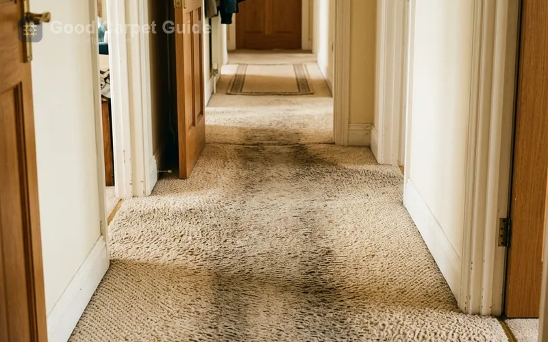 traffic lane formation in plush carpet