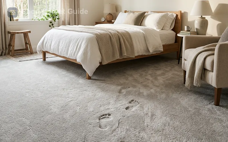 SmartStrand Silk carpet showing footprints in a bedroom