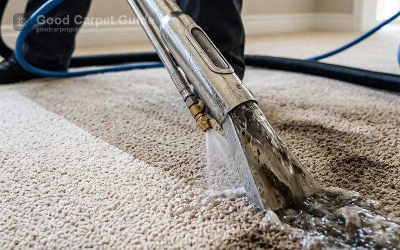 Hot water extraction wand cleaning residential carpet