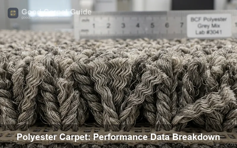 Heatset crimp waves in BCF polyester filament create the loft that showroom samples display, and the loss of these same waves under compression produces the matting pattern measured in the durability section below.