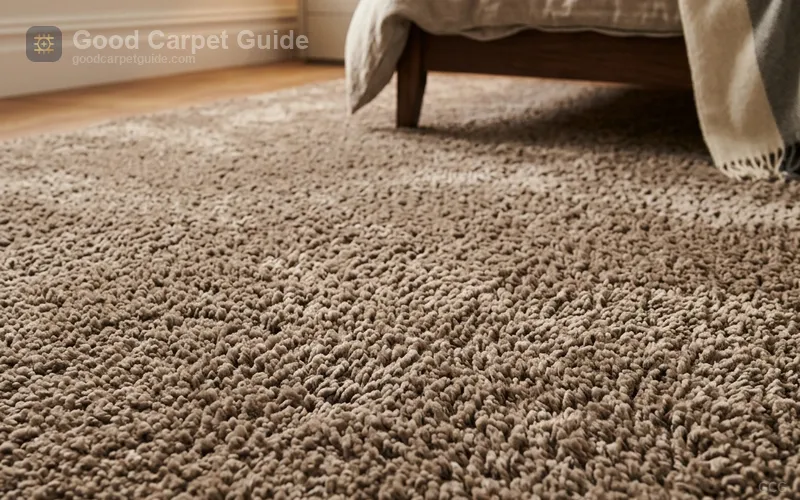 Luxury bedroom carpet texture with dense cut pile
