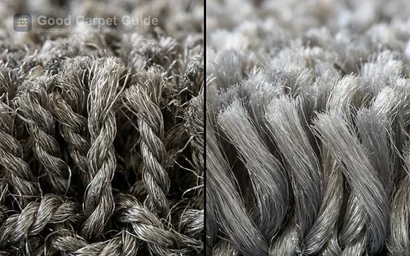 Premium carpet fiber comparison between nylon and polyester