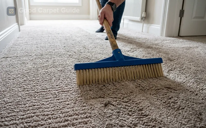 Mechanical Carpet Pile Grooming with a Professional Carpet Rake