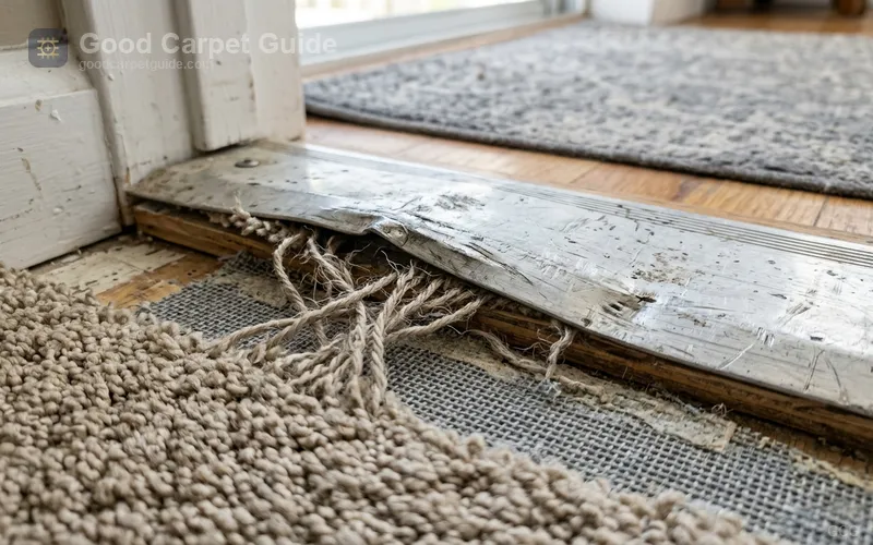 A flattened tap-down channel no longer clamps the carpet edge